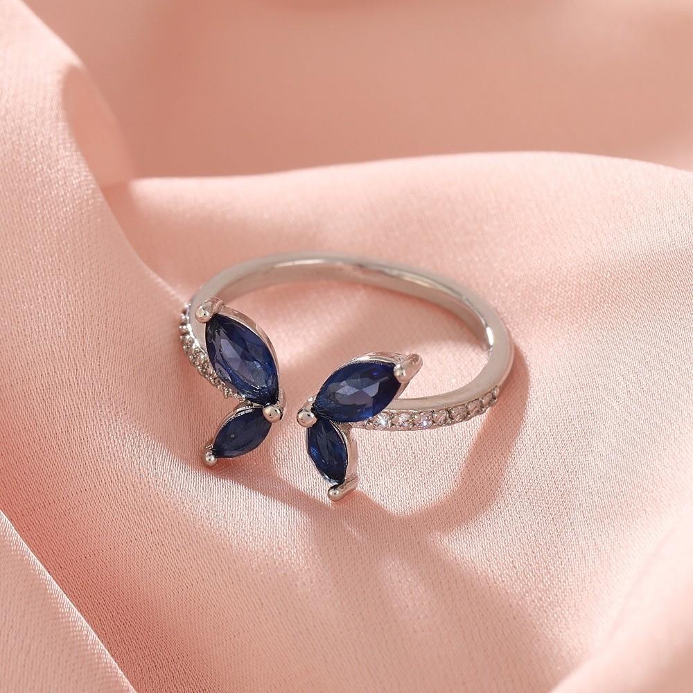 Exquisite Zircon Butterfly Ring Adjustable Finger Jewelry New Trendy Crystal Ring  Party