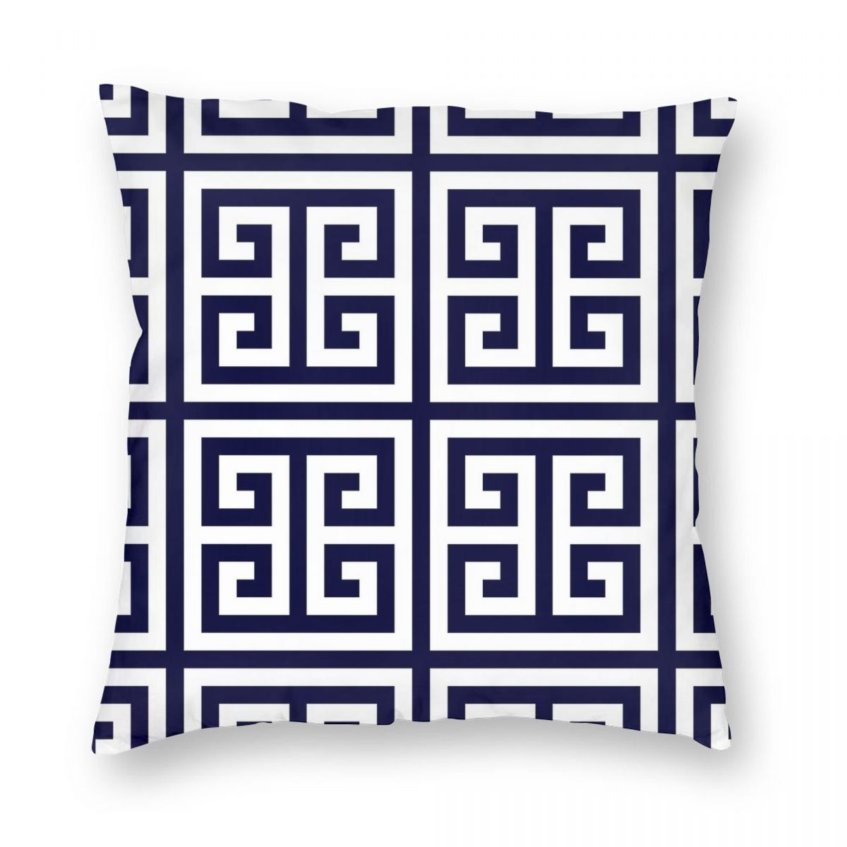 Exquisite Ornaments Unisex Greek Key Navy Square Pillowcase Pillow Cover Cushion Throw Pillow For Home Bedroom Car