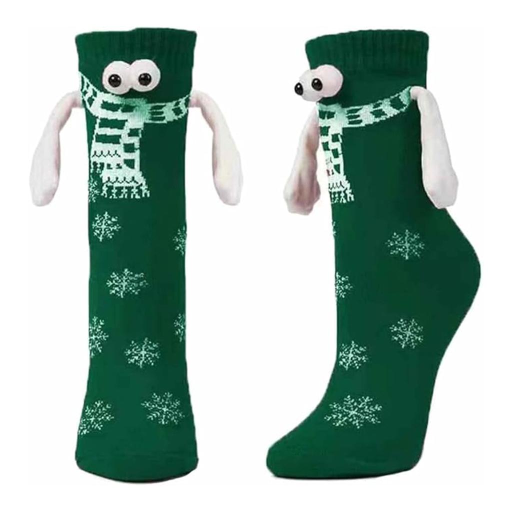 1 Pair Hand in Hand Christmas Stockings Funny Xmas Sock Funny Couple Matching Socks for Women & Men Teens Couples Friends