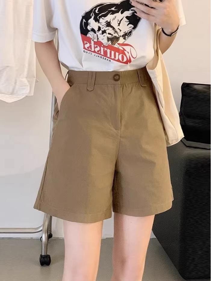 Women s High-Waist Pure Cotton Shorts - Summer 2026 Korean Style, Casual Straight Wide-Leg Design. 2XL