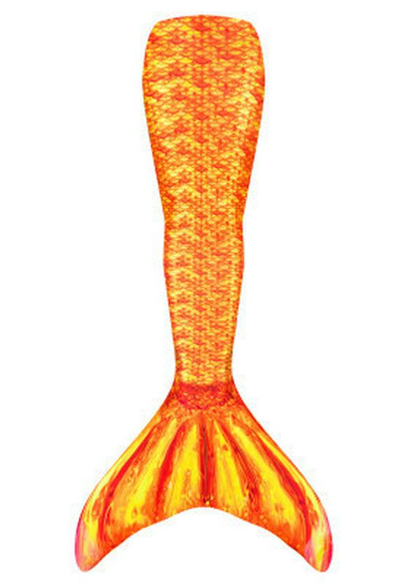 Mutter-Kind-Meerjungfrauenflosse Badeanzug Set für Damen und Kinder – Performance Kostüm mit optionalen Flossen Children S orange
