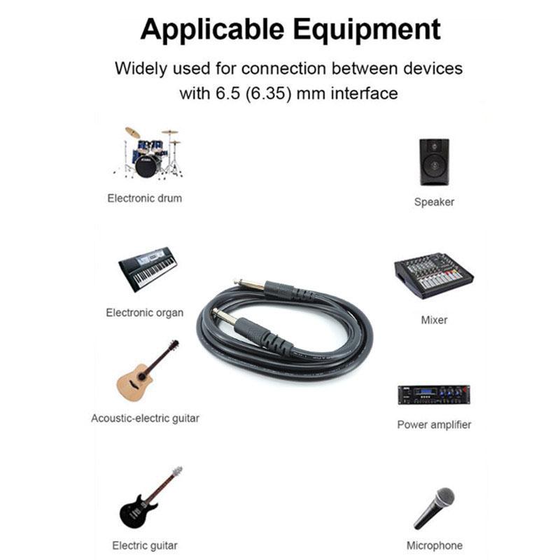 1.8m 6.5mm 6.35mm Jack Male To 6.35mm 6.5 Male Mono Speaker 2pole Guitar Cable 1/4" For Electric Guitar Mixer Amplifier