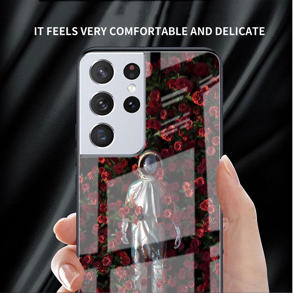 Astronaut Cosmic Planet Glass Case For Samsung Galaxy S22 S20 FE S21 Plus Phone Cover S10 5G S9 Note 20 Ultra 10 Lite Shell