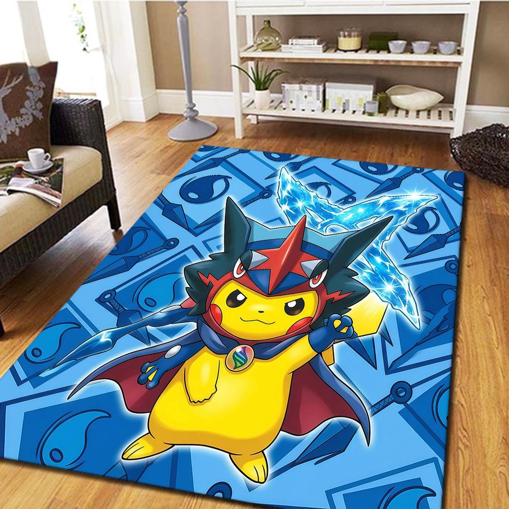 Pikachu Cartoon Digital Print Carpet, Living Room Floor Mat, Bedroom Decorative Rug, Play Mat -HYQ66