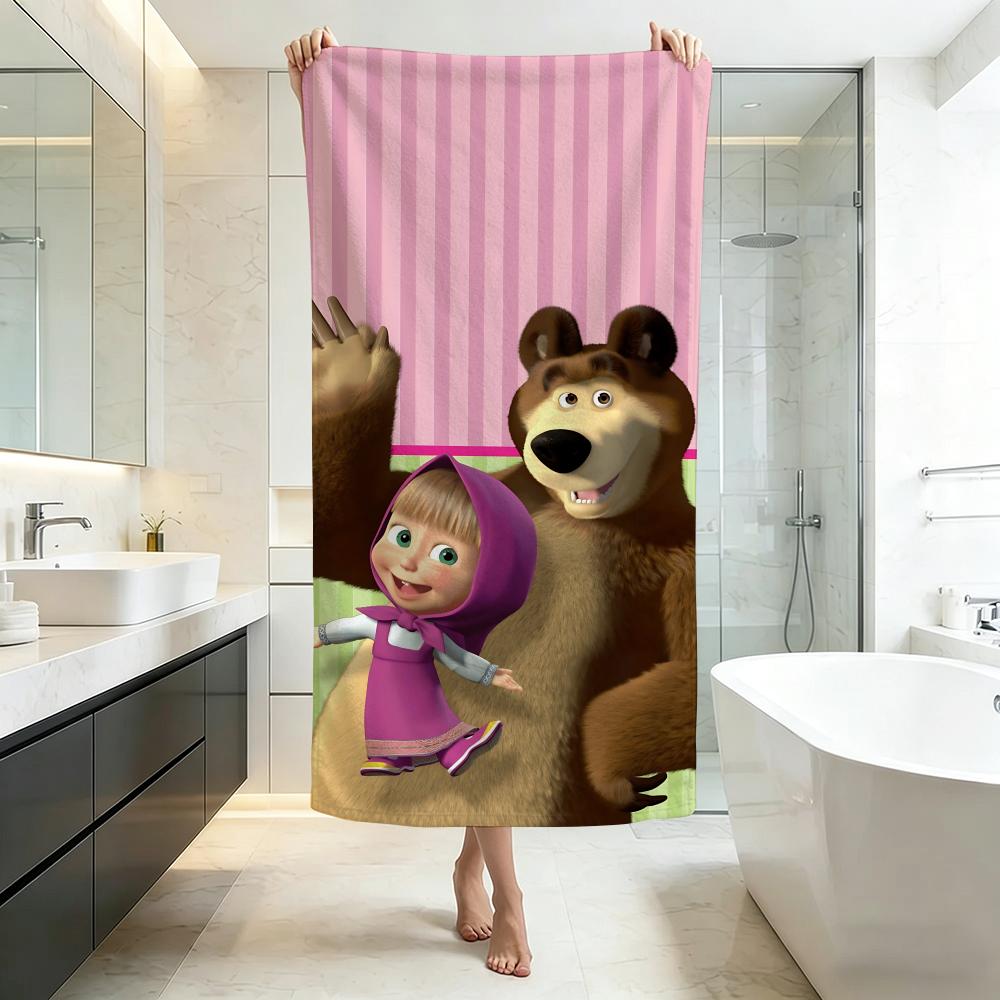 Cute M-Masha and the BearS Towel Five-Star Hotel Quality Eco-Friendly Ultra Soft Thick Towels & Beach Towels