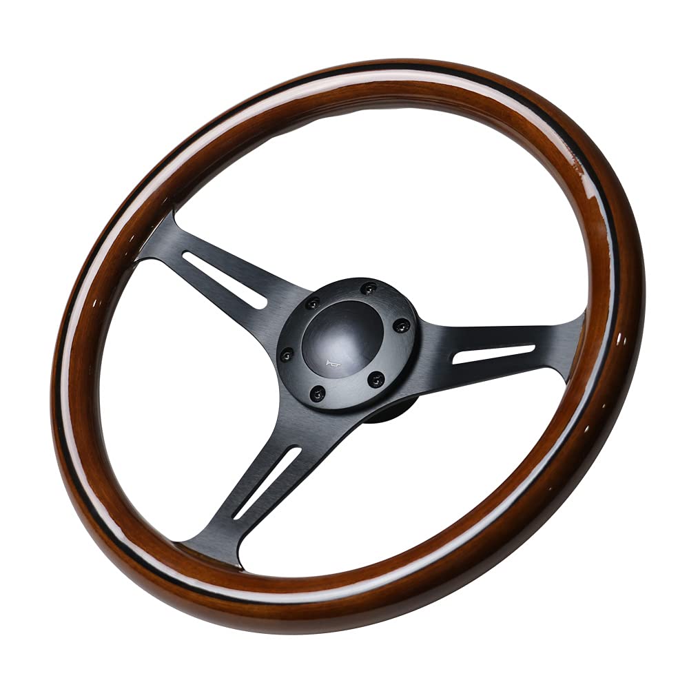 Classic wood steering wheel with black spokes N35WB