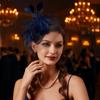 Luxury Small Top Hat Headband Elegant Wedding Head Hoop Feathers Mesh Headband  Stage Performance