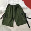 Mid-Rise Elastic Waistband Multi Pockets Chain Strap Decor Men Shorts Outdoor Fitness Cargo Short Pants