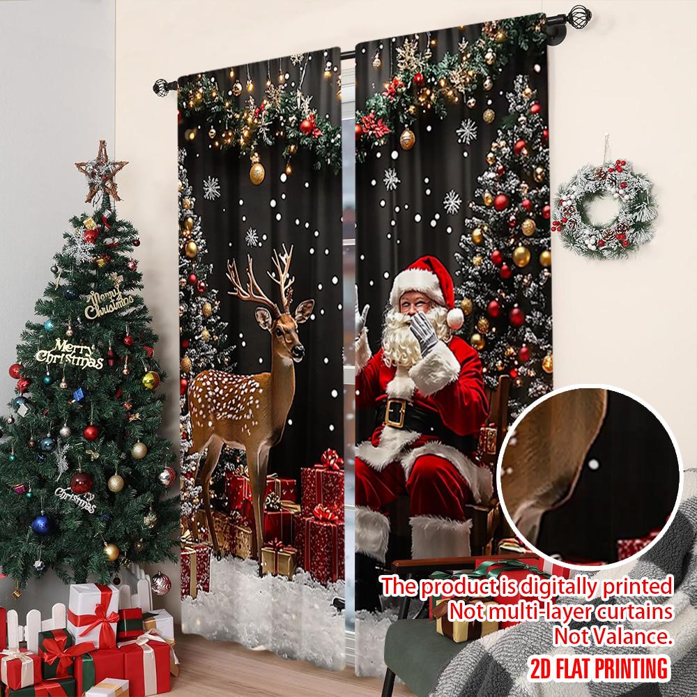 2pcs 2D flat printing Christmas Drapes Christmas 03 Fabric Without Electricity Spring Party & Holiday Decor for room decor