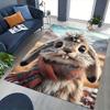 1pc Anime Rabbit Chair Mat with Plaid Scarf Design - Winter Wonderland Office Rug for Desk, Anti-Slip Carpet Suitable for Home Decor, Living Room, Bed