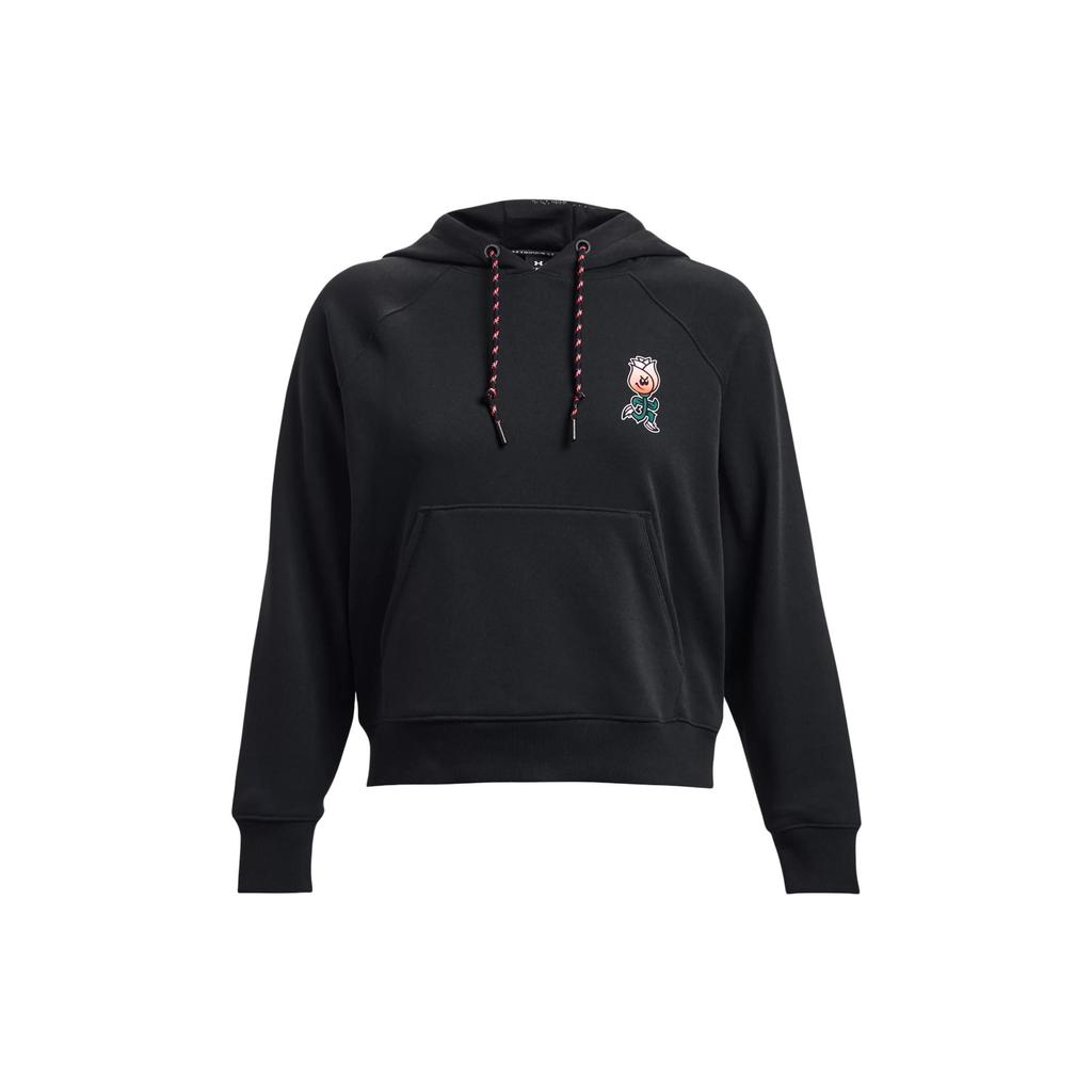 Under Armour Heavyweight Terry Cartoon Letter Logo Print Hoodie Women Tops Black 1379834-001