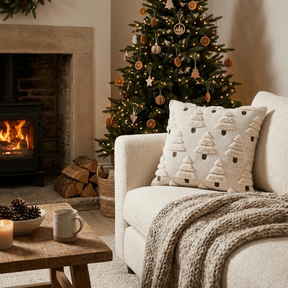 Plush Christmas Tree Throw Pillow Covers Embroidered Pillow Case Cute Cushion Covers Bedroom