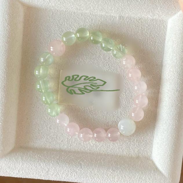 Women's Luxury Rose Quartz & Prehnite Crystal Bracelet - Perfect Gift for Girlfriend or Bestie