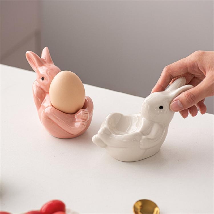 Cute Rabbit Shaped Eggs Cup Holder Display Stand Hard Boiled Eggs Holder Tray