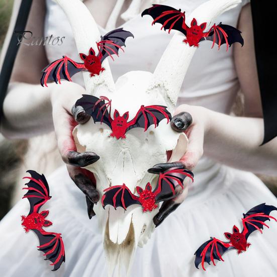 Langlebige Halloween-Fledermaus-Ornamente Wandaufkleber, Selbstklebende Zimmeraufkleber, Doppellagige Gruselige Wohnkultur-Accessoires PVC-Kunst für Mysteriöse