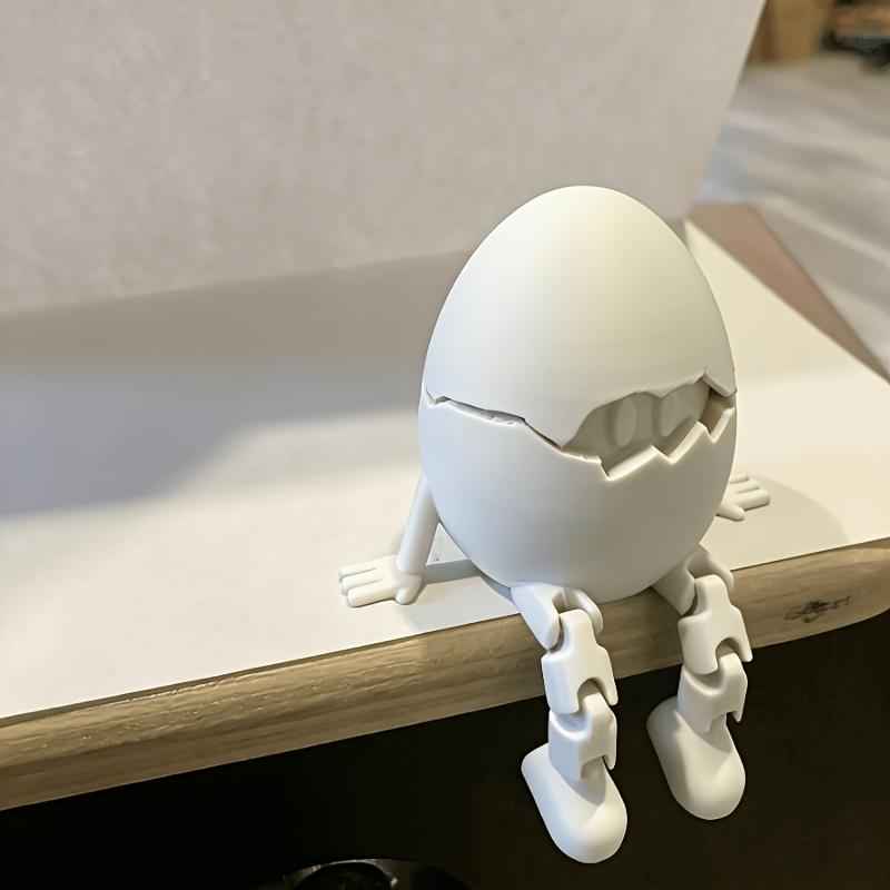 Cracked Egg Ornament With Movable Joints, Two Curious Eyes Peeking Out, Easter Decor for Living Room, Bookcase, Display Cabinet,