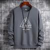"2025 Youth Men's Loose-Fit Terry Sweatshirt: Long Sleeve, Round Neck, Fall/Spring Trend"