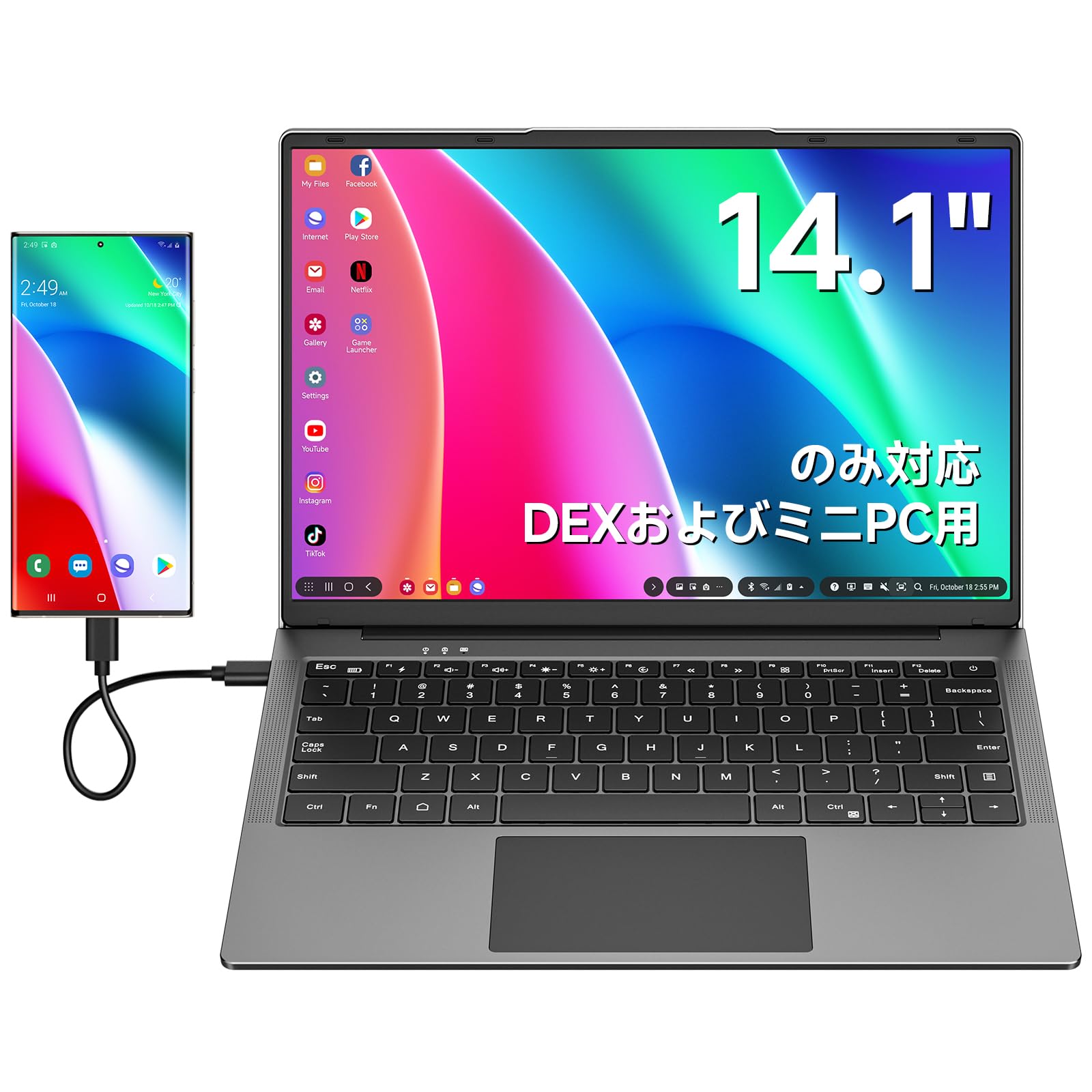 

Dopesplay Mobile DeX and Mac Mini Notebook Extended 1080P IPS LCD USB Portable Monitor Compatible with Samsung No 14.1-inch Monitor, Compatible,