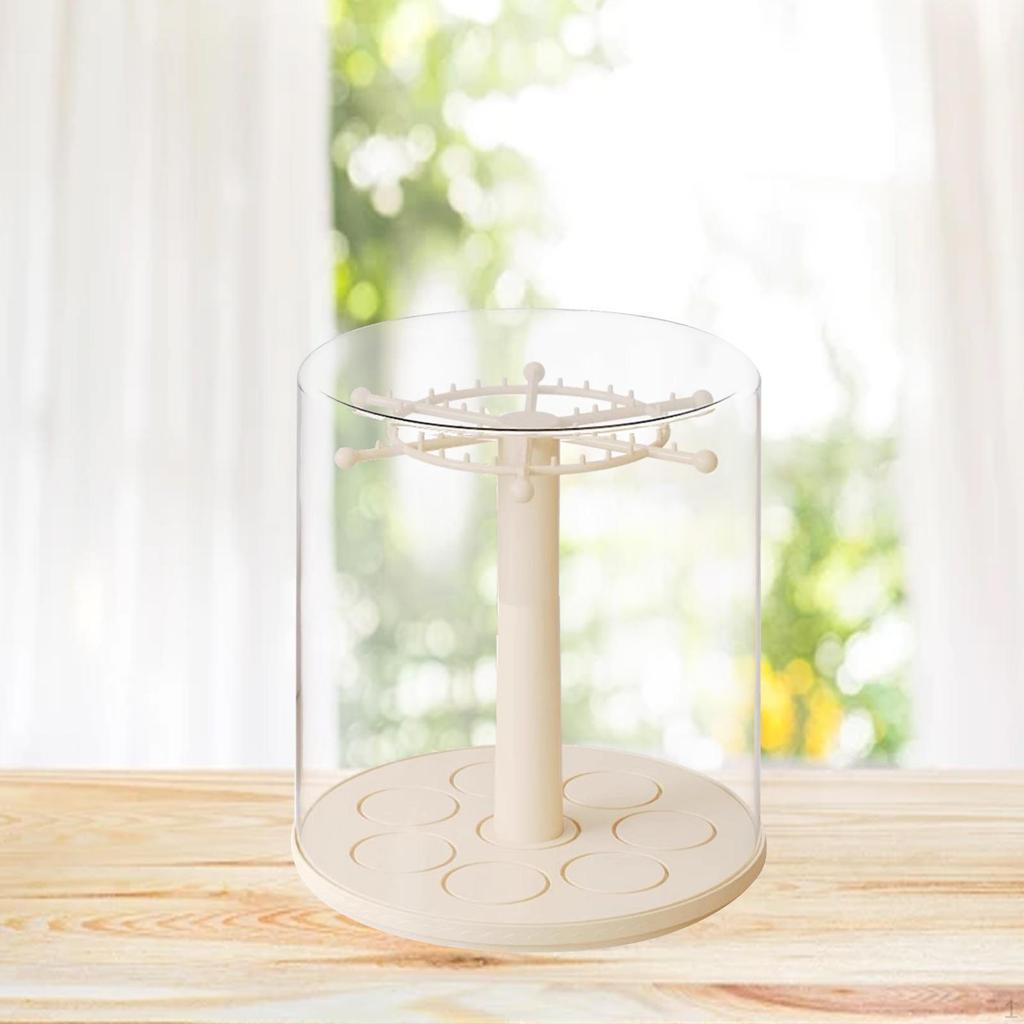 Figure Clear Display Case Necklace Holder 360° Rotatable Desktop Container Dustproof Doll Storage
