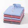 Thin Spring Summer 100% Cotton Shirts for Men Long Sleeve Checkered Dress Shirt Mens Blue Green  Men Clothing  Button Up Shirt