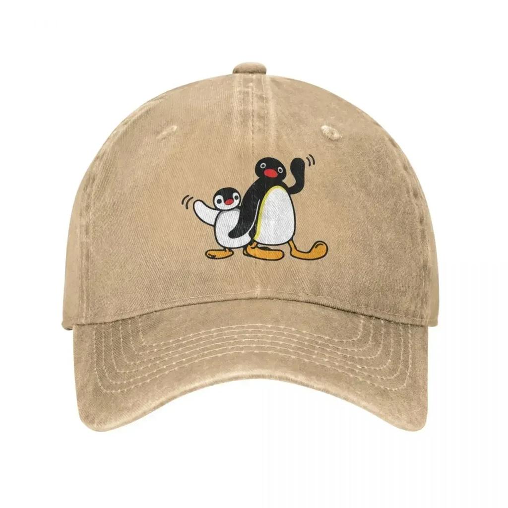 Pingu Berretto da Baseball Unisex da Donna Pinguino Denim Usurato Lavato Cappelli Berretto Classico da Esterno Corsa Golf Snapback Regolabile