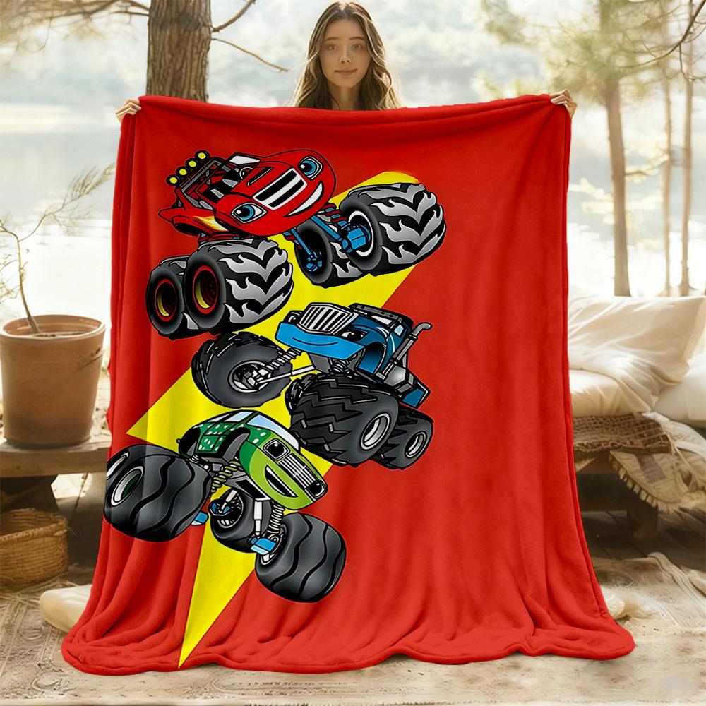 1PC Monster Trucks Outdoor Blanket Lightweight Flannel, Soft & Warm, All-Season Use for Sofa, Outdoor, Camping, Living Room, Office76
