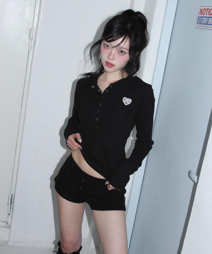 Chelikwili Soft Waffle Mini Shorts - Black