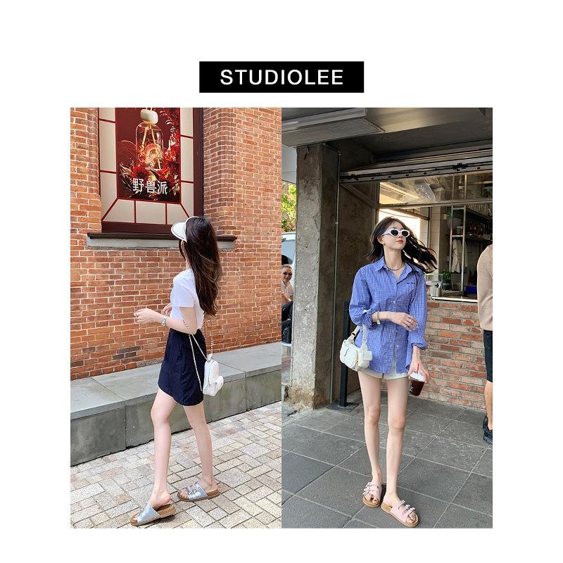 Sheepskin Grape Mother Three-breasted Slippers Women's Summer Versatile Casual Style Thick-bottomed Open-toed Birkencool Slippers