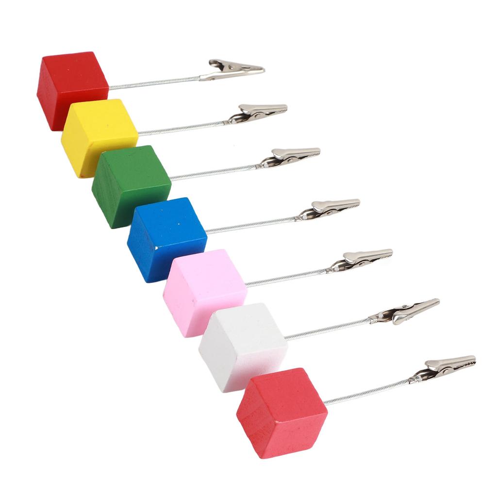 7pcs Card Stands Simple Portable Table Number Holders with Colorful Wooden Base for Photos Cards Notes Decoration