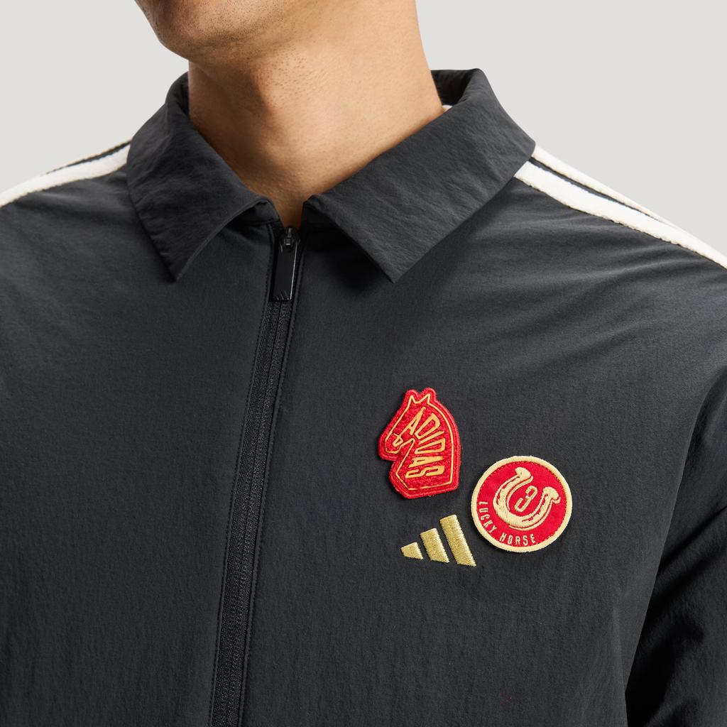 adidas FW25 Year Of The Horse Limited CNY New Year Reversible Woven Jacket Water-Resistant Fleece Sports Casual Loose Jacket Men Jacket KE4057