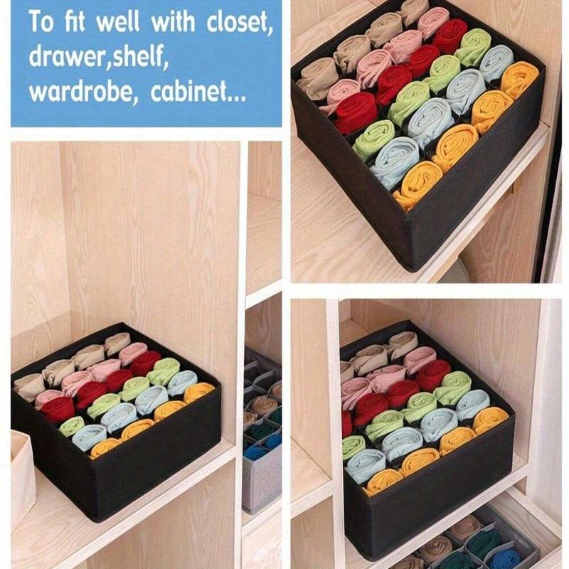 24 Fächer Stoff Faltbare Aufbewahrungsbox für Socken, Unterwäsche, Krawatte und Socken, Gürtel Aufbewahrungsbox Faltbare Aufbewahrungsbox, Socken Unterwäsche Organizer Fächer