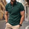 Men's Casual Polo Shirt Button Solid Color Versatile T-shirt