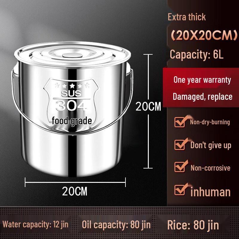 Zhuchuang 5L 304 Stainless Steel Portable Water Storage Bucket