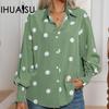 IHUASU Women's Polka Dot Print Lantern Sleeve Shirt Women's Long Sleeve Blouse Tops