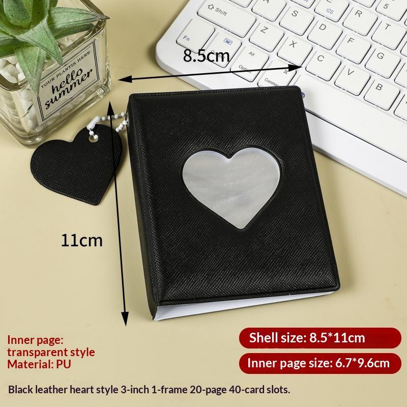 Cute Heart Design Photocard Holder 3 Inch 40 Pockets Hollow Photo Album for Teen Idol Lomo Card Collection Organization
