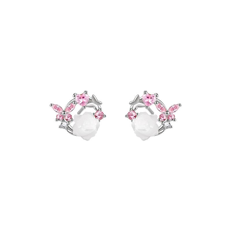 Original Butterfly Flower Stud Earrings Women's Light Luxury Ins Niche Temperament Earrings