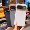 Husă de telefon din piele pentru Google Pixel 11 Pro XL cu cadru metalic și orificiu mare pentru cameră - Portocaliu