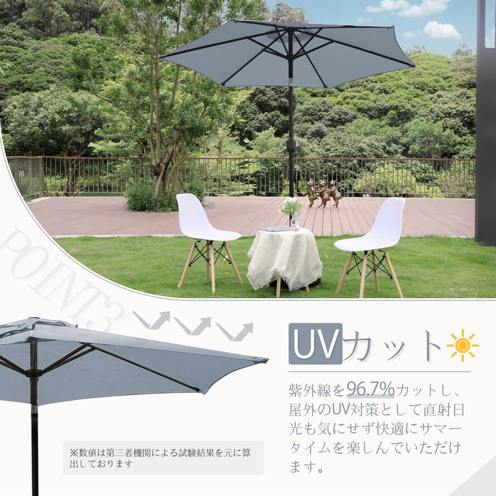 DEWEL Parasol Garden Parasol Windproof UV Protection Adjustable Angle Sunshade Water Repellent Foldable Easy Opening and Closing Beach Parasol Iron
