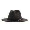 European and American new woolen leopard print top hat flat-brimmed big eaves hat couple hat pair buckle chain jazz hat