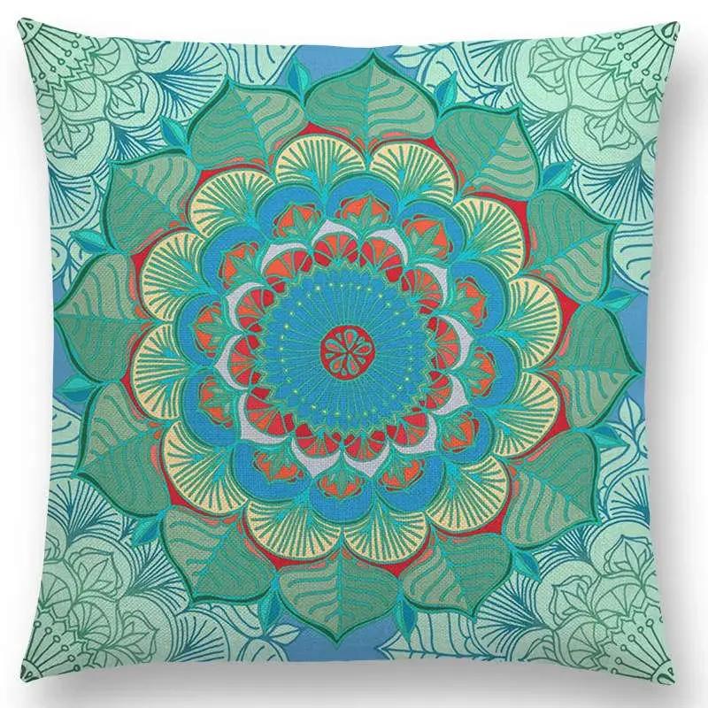 New Fantastic Snowflake Flowers Gorgeous Floral Doodle Colourful Decorative Pattern Mandalas Cushion Cover Sofa Pillow Case