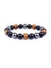 Triple Protection Natural Stone Beads Bracelet Tiger's Eye for Courage Obsidian for Grounding & Pyrite for Wealth Health Jewelry
