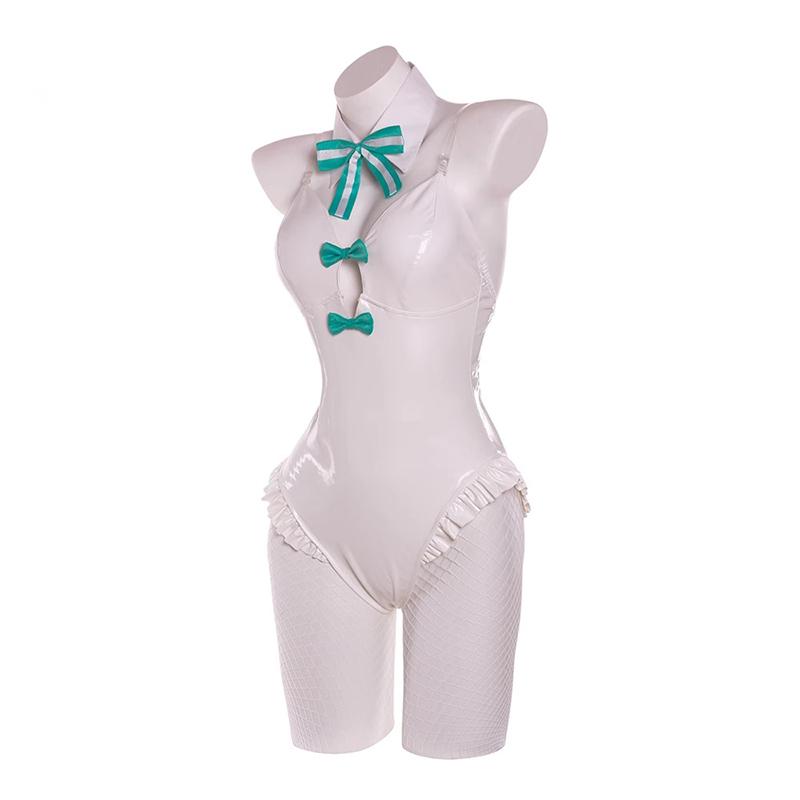 Bicute Rurudo Artist White Bunny Girl Costume Women Elastic Leather Fabric Sexy Cosplay Bunny Suit White Green Jumpsuits