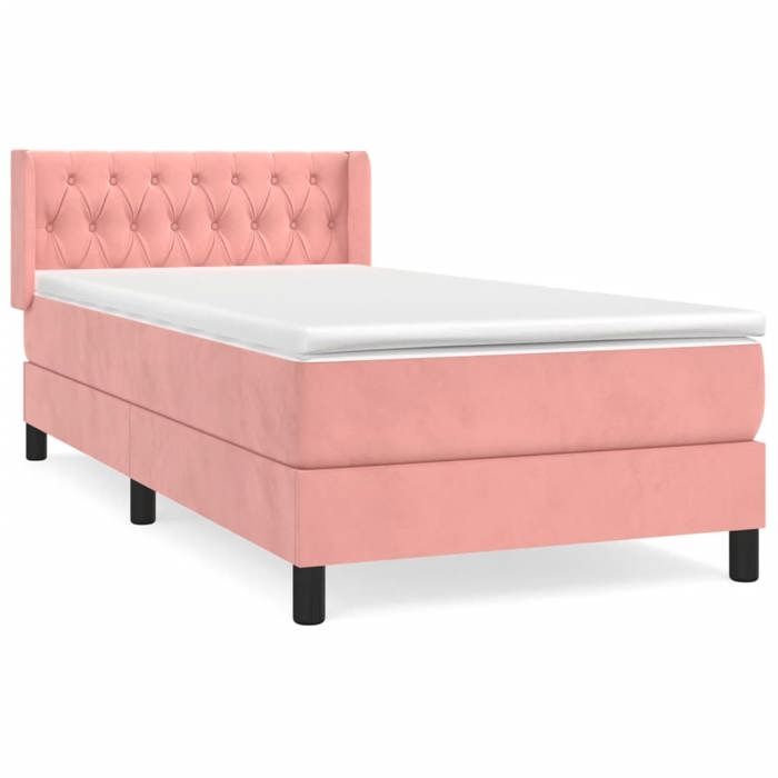 3131122 vidaXL Lit à sommier tapissier avec matelas Rose 90x200 cm Velours