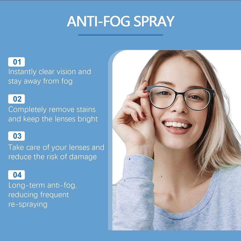 JAKEHOE Anti-Fog Cleaning Spray for Glasses, Anti-Fog Clear Vision Cleaning Lens Maintenance Spray 30ml