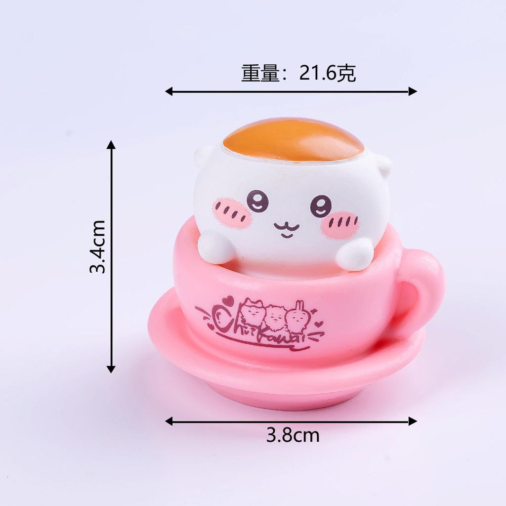 Cute Chiikawa Figures Mini Teacup Toy Set Hachiware Usagi Momonga Lion Desk Decoration Collectible Kawaii Ornaments Gift