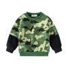 Spring new boys' fake two-piece sweater splicing fashion printing sweater medium and small children's pullover long-sleeved sweater