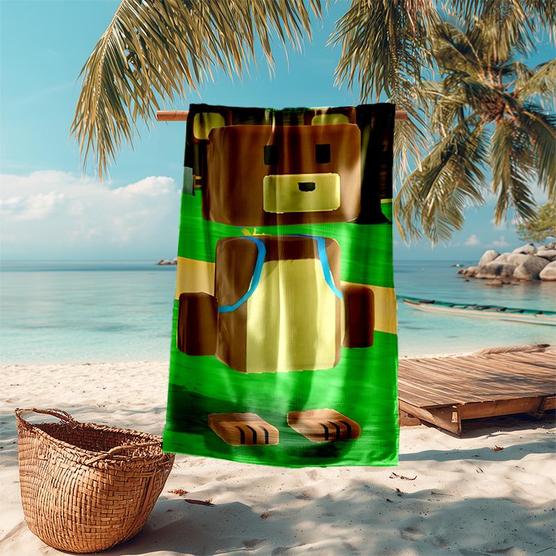 proof beach towel with Game Super Bear Adventure pattern - soft,absorbent,quick-drying,machine washable - perfect for swimming,camping,bathing