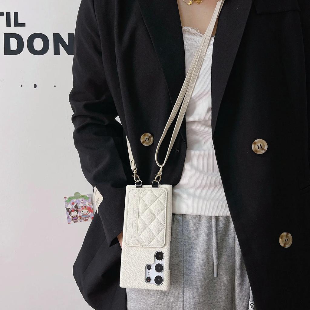Leather Crossbody With Card Holder Phone Case for Samsung Galaxy S24 S22 Ultra Plus S23 FE A15 A25 A35 A55 A24 A34 A54 A14 Cover