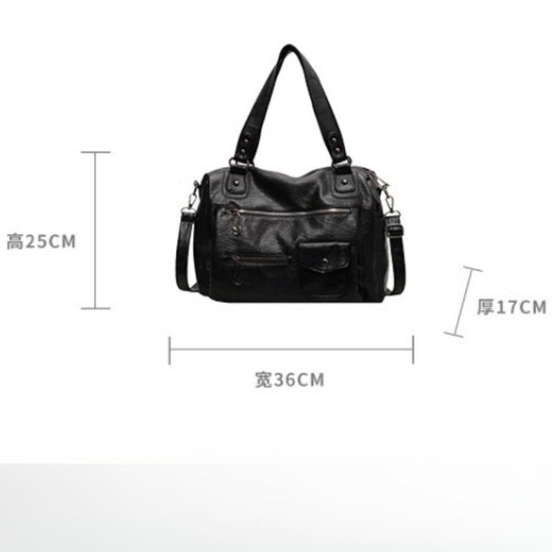 Leather Women's Handbag, Retro Casual Single Shoulder Crossbody Bag for Commuting, Zipper Closure, Large Capacity Tote Bags