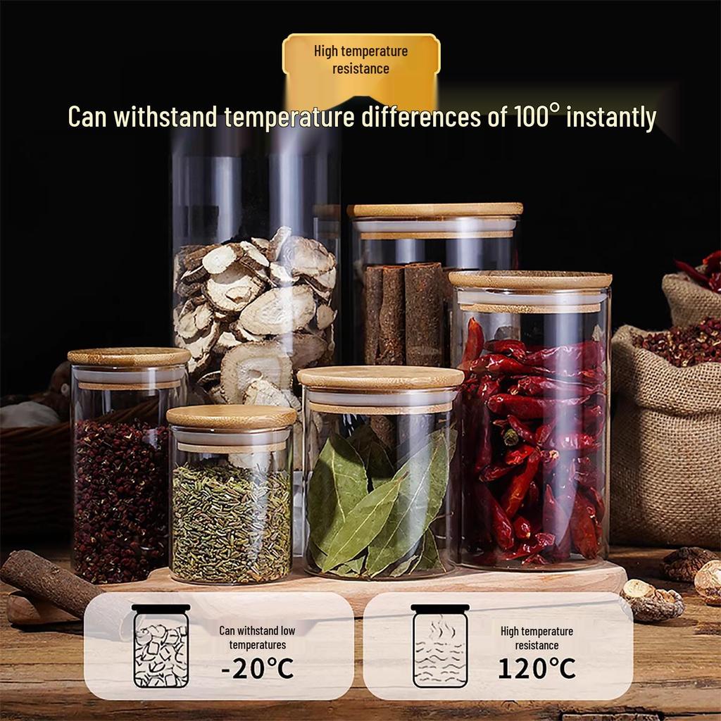 Borosilicate Glass Storage Jar with Bamboo Lid for Cereals, Grains, and Coffee Beans